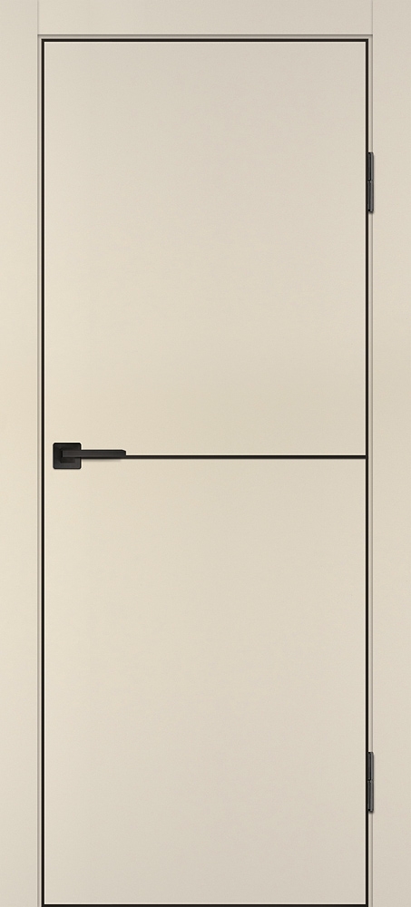 Межкомнатная дверь P-19  черный молдинг PET,  кромка ABS черная c 4-х ст. Бежевый матовый