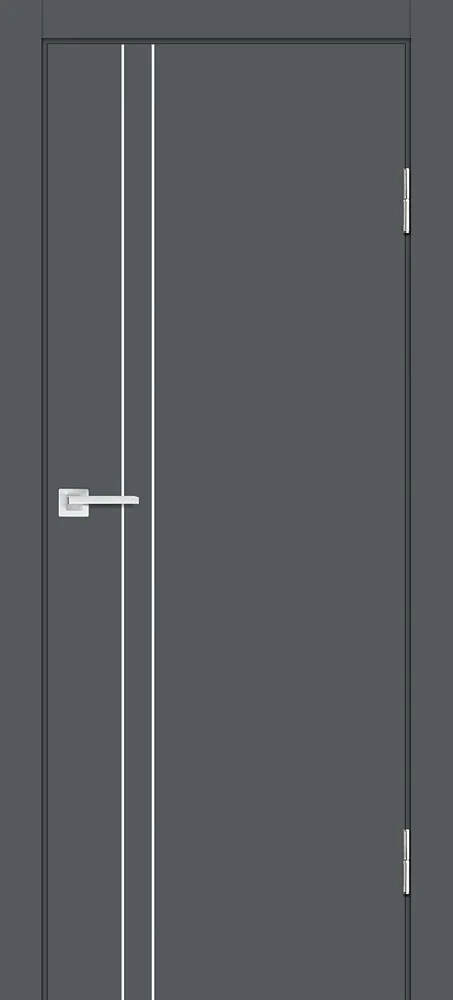 Межкомнатная дверь П-20 ал. молдинг Хром Графит матовый